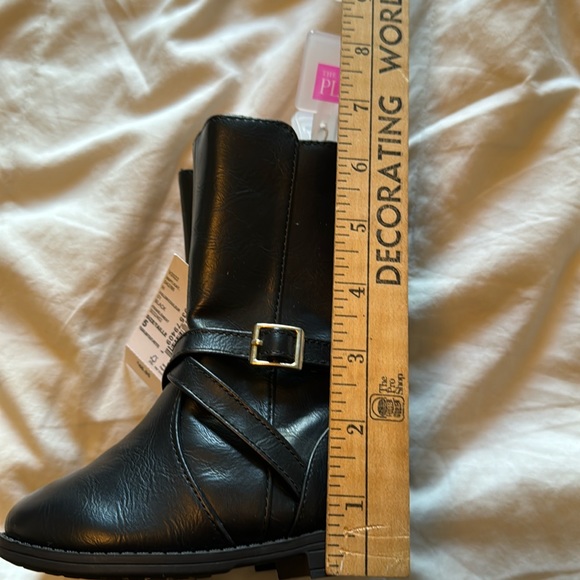 Children’s Place NWT Girls tall black faux leather boots Size 5 - Picture 3 of 11